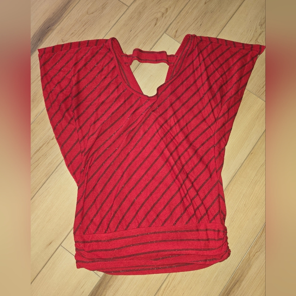 Studio Y Womens Medium Red Striped Top